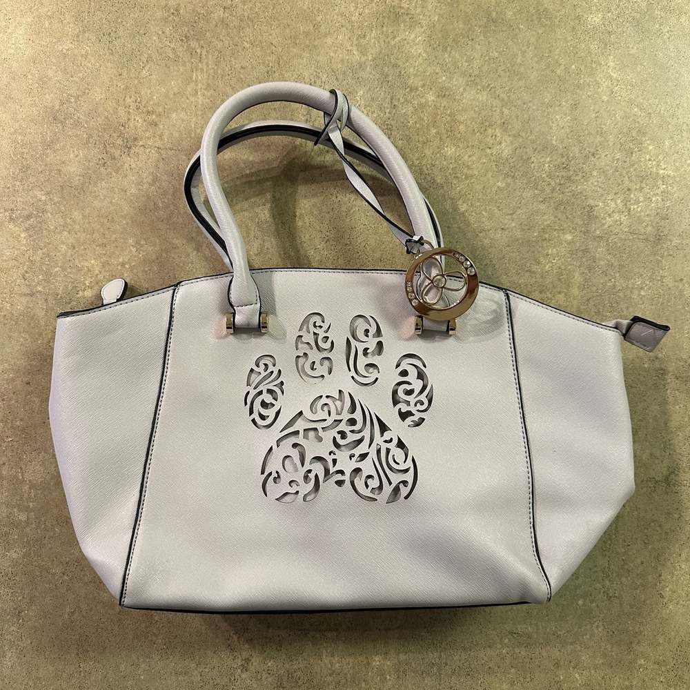 Pawsitively Beautiful bag Purse Dog Paw Print Purple